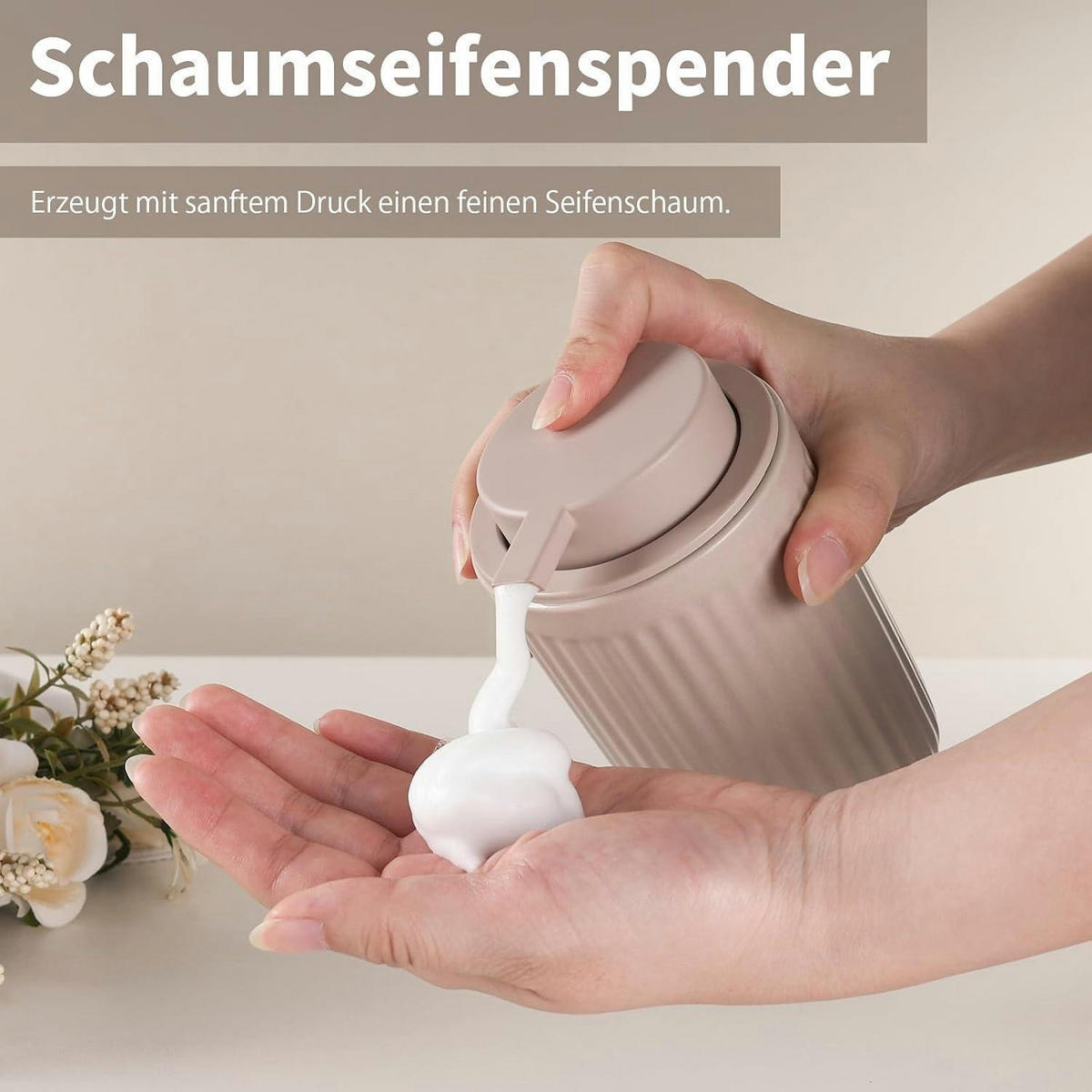 SEIFENSPENDER Keramik 350ml Streifen Khaki - Olivgrün, Keramik (8/14/8cm)