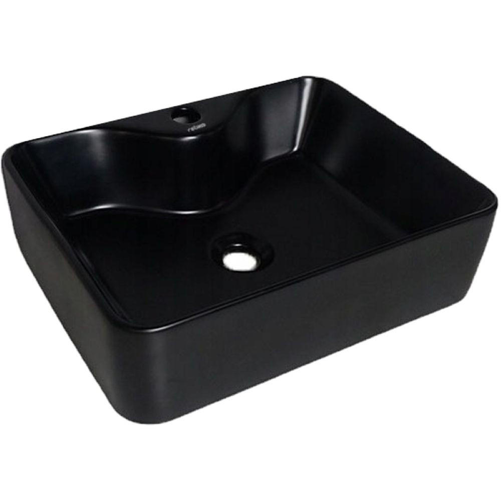 Rebiko Waschbecken, Schwarz 48x14x38 cm