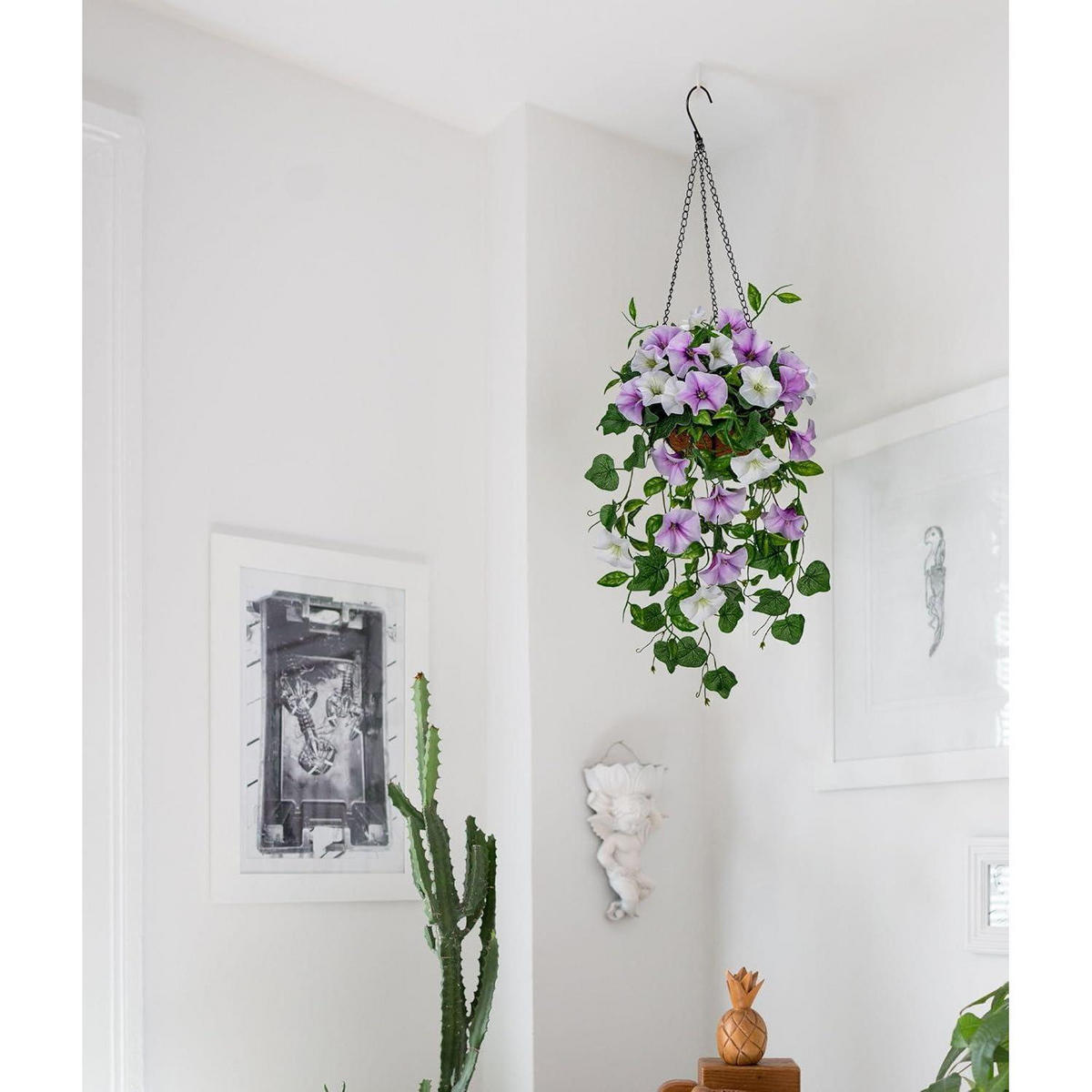 HÄNGEPFLANZE Morning Glory Kunstpflanze 70 cm Weiß/Violett - Multicolor, Textil (22cm)