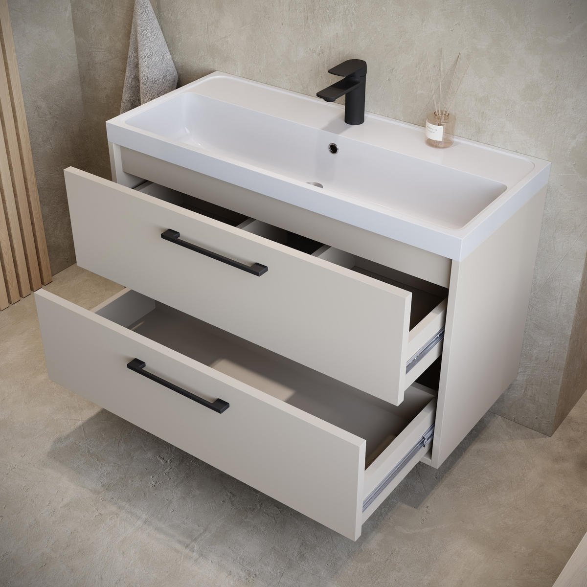 BADMÖBEL-SET Florence 2 Teile Cashmere - 80 x 35 x 51 cm - Kaschmir, Holz (80/55/40cm) - Badplaats