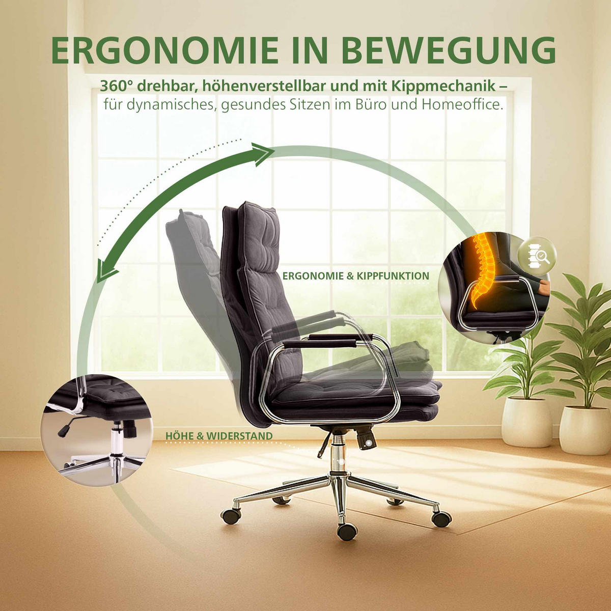 CHEFSESSEL Echtleder Braun - Chromfarben/Braun, Leder/Metall (60/111/65cm) - CLP