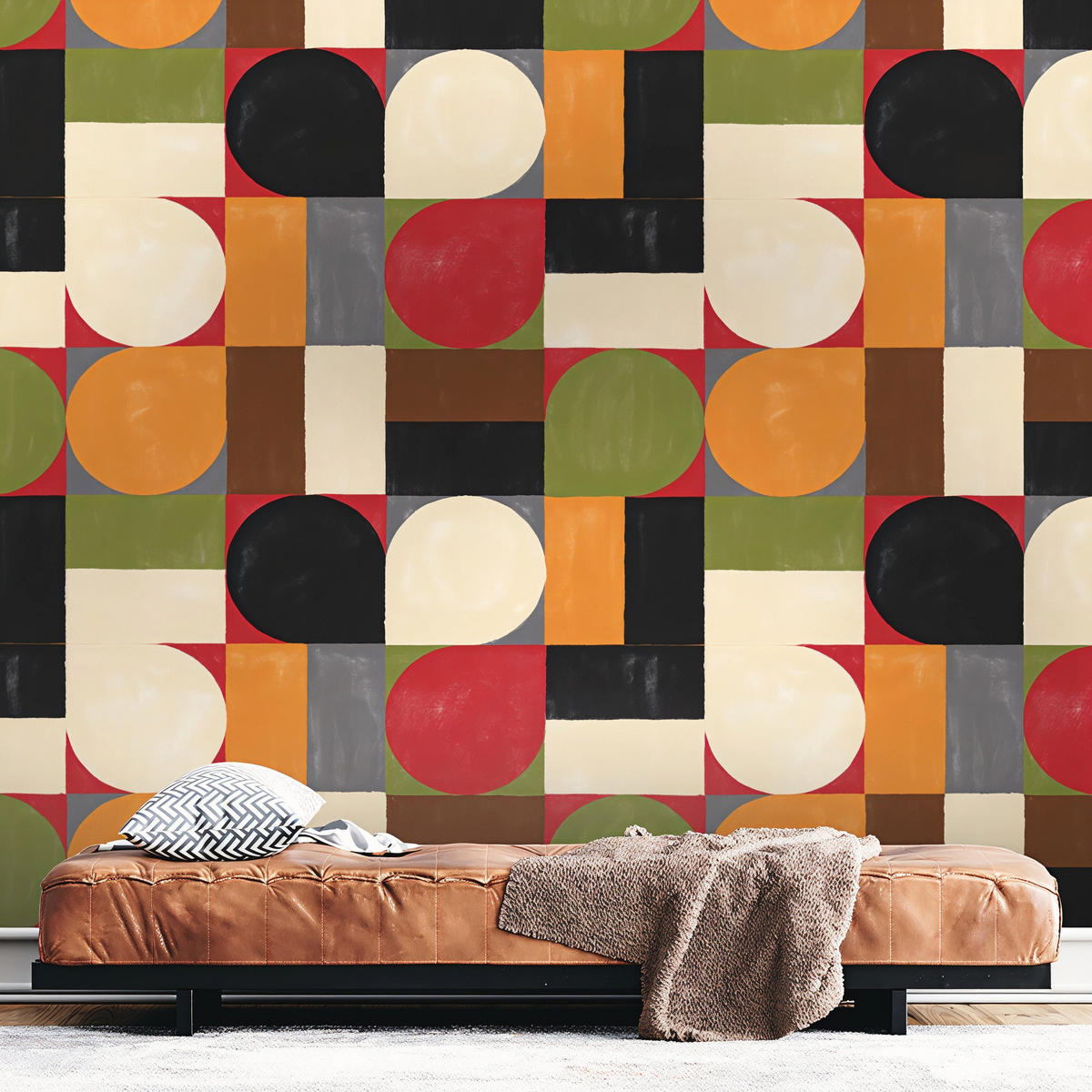 TAPETE Bauhaus aus echtem Papier, 200x280cm, 8 Bögen - Grün, Papier (200/280cm) - WALLPAPERS4BEGINNERS