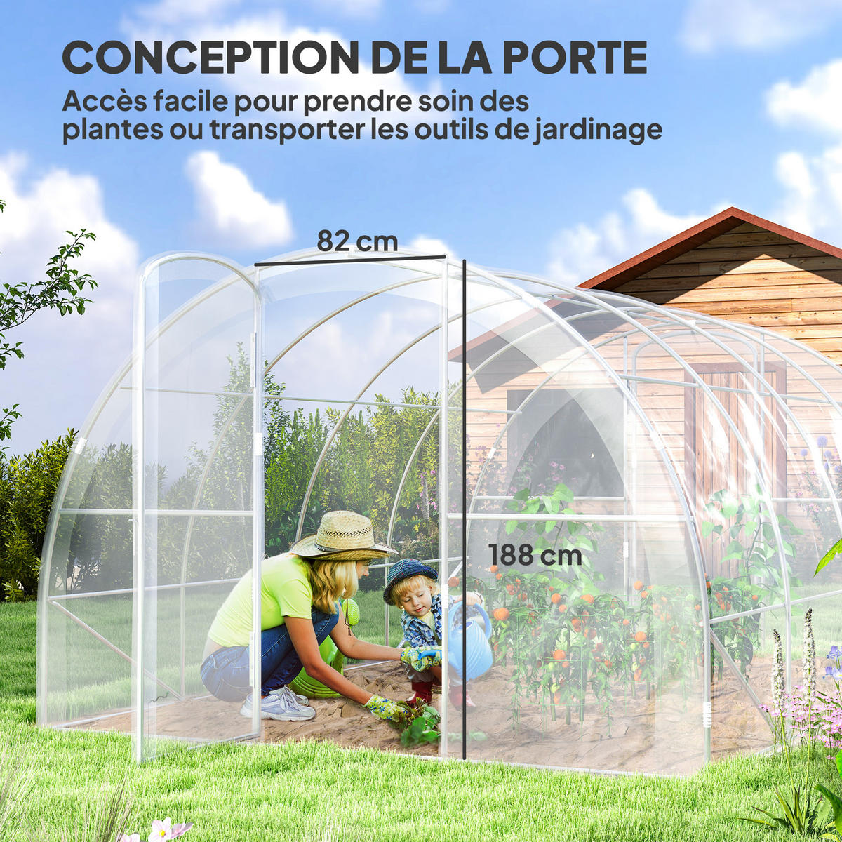 GEWÄCHSHAUS DE-12020 mit 2 Scharniertüren & PE-Bache Grün - Transparent, Kunststoff (295/195/395cm) - ComfortXL