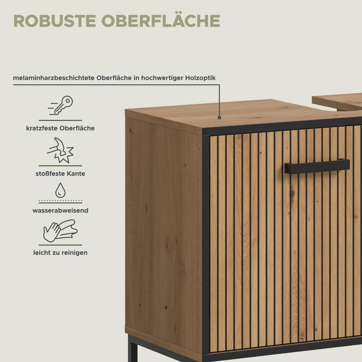 WASCHBECKENUNTERSCHRANK BAGNO (B/H/T: ca. 80/63/36 cm) in Artisan Oak Nachbildung/Artisan Oak Nachbildung - Eiche Artisan, Holzwerkstoff (80/63/36cm)
