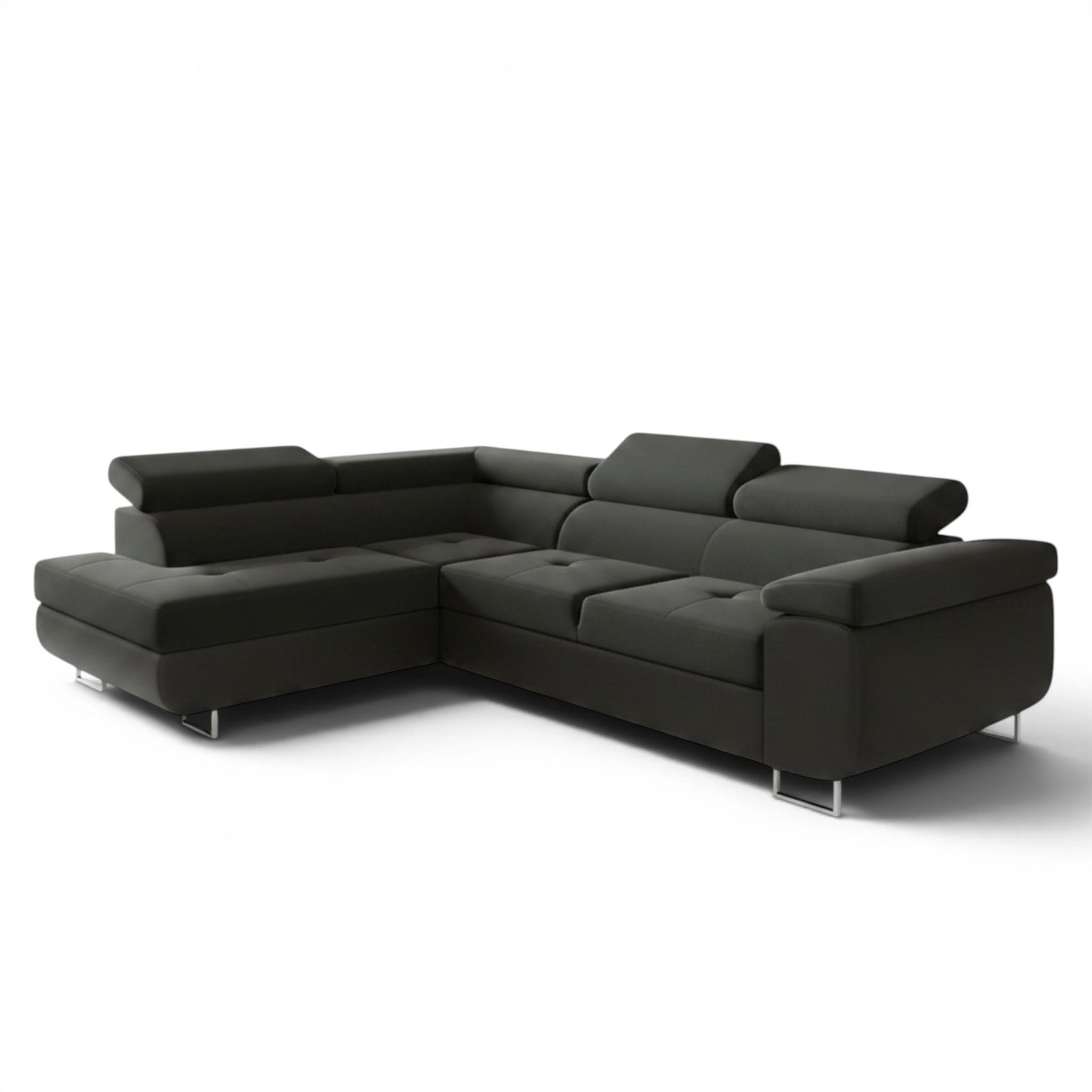ECKSOFA Jade Mit Schlaffunktion - Schwarz, Holzwerkstoff/Textil (202/275cm) - Fun Möbel