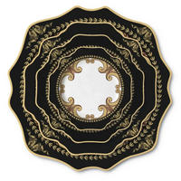 TELLERSET Schwarz Gold Sunflower Bone China Schwarz Gold 4tlg Ø30 Ø27 Ø20 Ø16 cm - Schwarz Hochglanz/Goldfarben, Keramik (30/2/2cm) - Quality Elegance