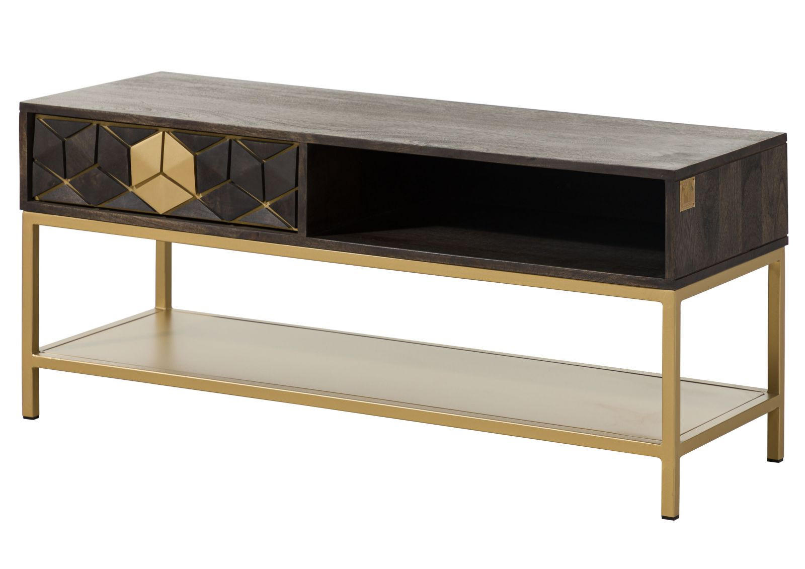 COUCHTISCH Mango 110x40x50 grau geölt DIAMOND #100 - Grau, Holz (110/40/50cm) - Massivmoebel24
