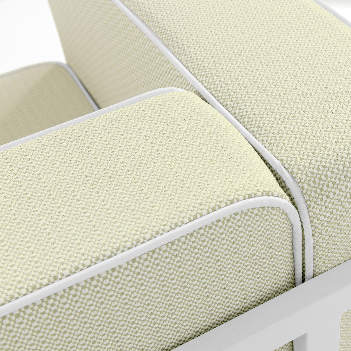 GARTENSOFA TRIGLO 3-Personen, Stahlrahmen, Modern, Weiß - Weiß/Hellgrün, Textil/Metall (229/70/69cm) - KONSIMO®