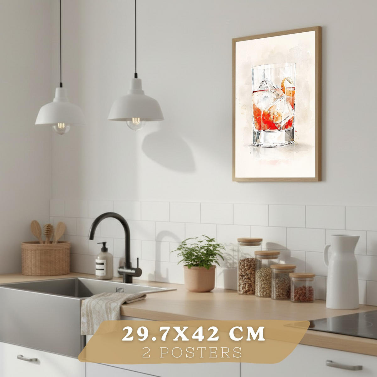 PLAKAT Sada 4 Negroni A3 bez rámu - čirá, papír (29.7/1/42cm) - Nacnic