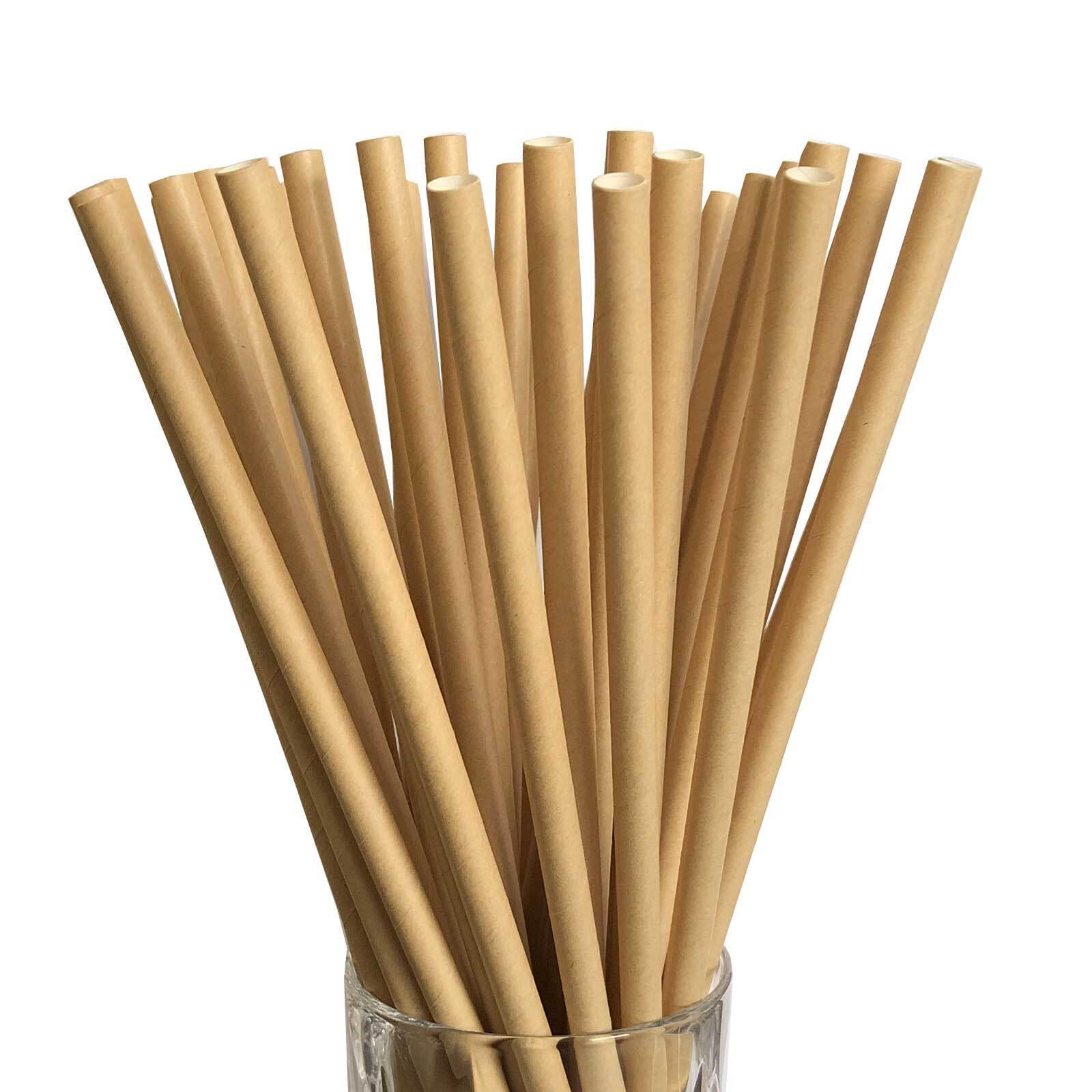 PAPIER-TRINKHALME Jumbo Natur 20 cm 100er Set - Naturfarben, Papier (0.8/25cm) - LUXENTU