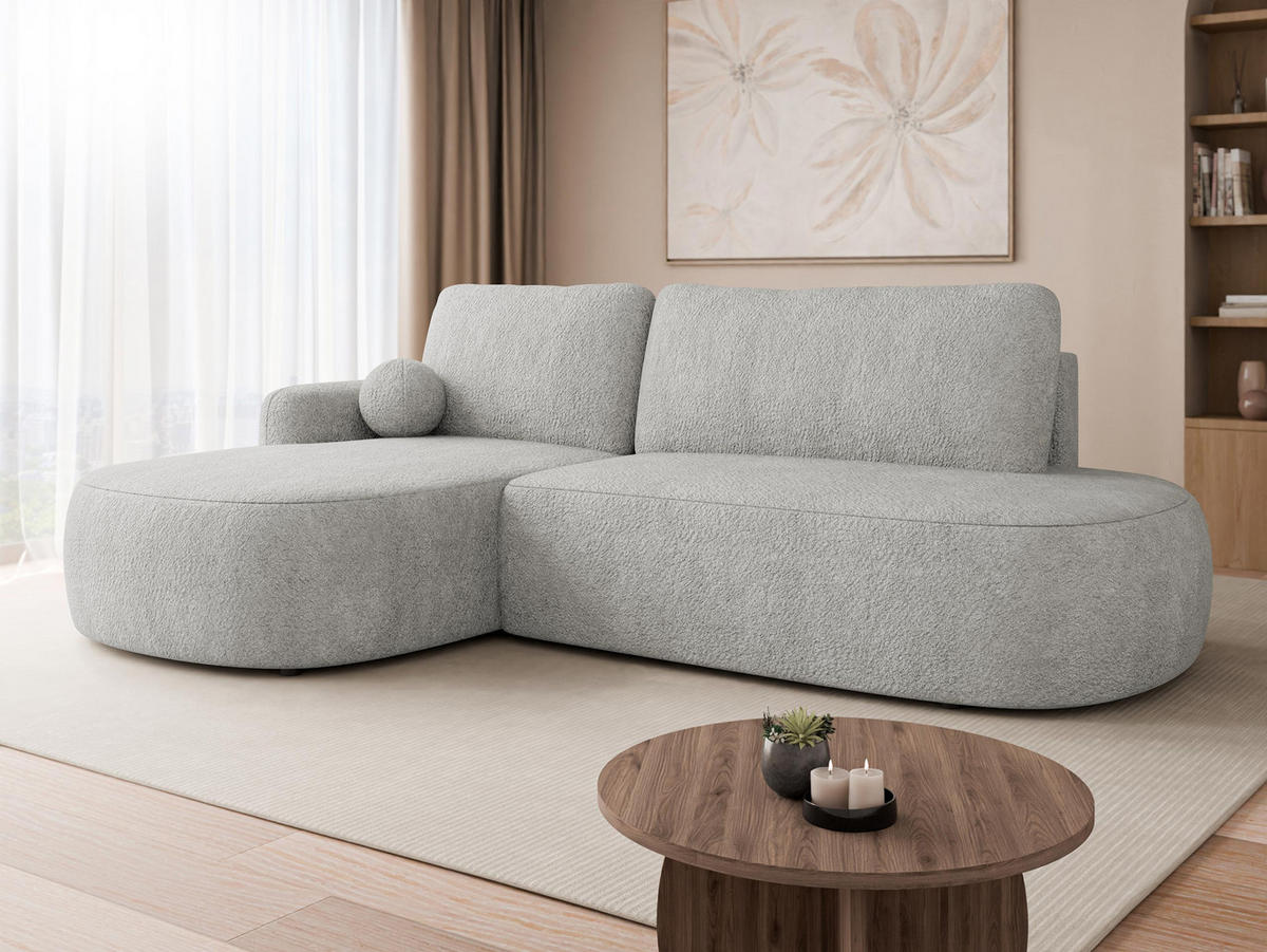 ECKSOFA Loridu O, Seite: Links - Hellgrau/Schwarz, Holz/Kunststoff (274/174cm) - MIRJAN24