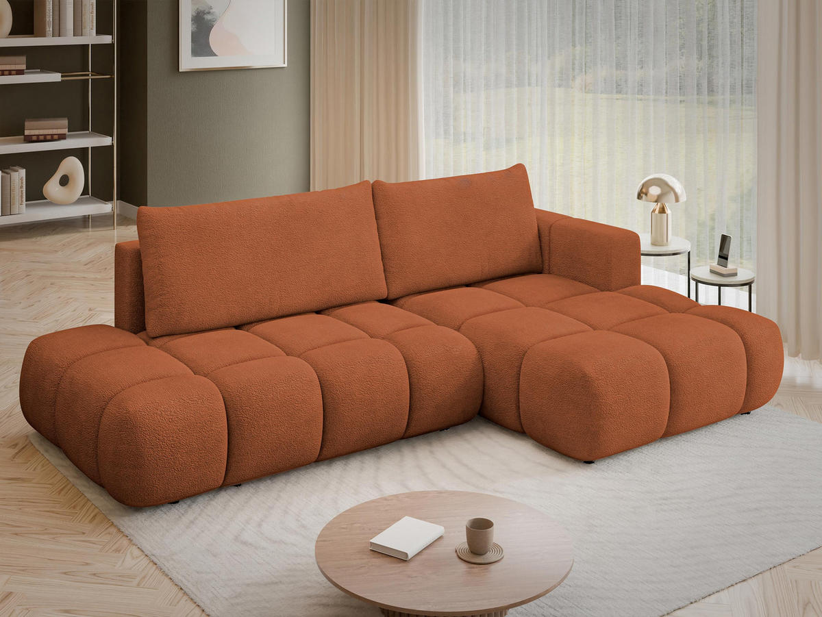 ECKSOFA Soffi, Seite: Rechts - Schwarz/Orange, Holz/Kunststoff (283/166cm) - MIRJAN24