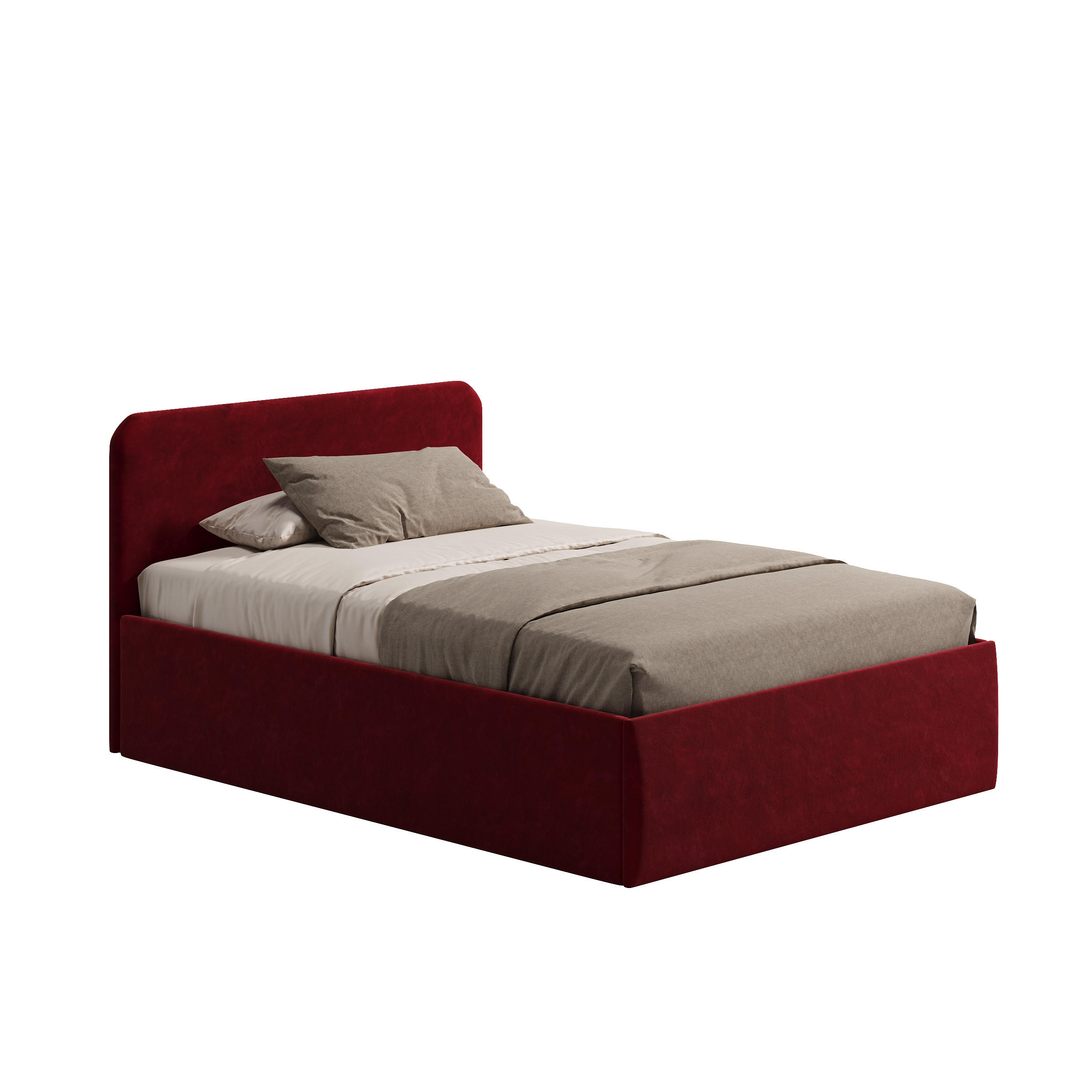 POLSTERBETT 140x200 cm Kaltschaummatratze H3 Microvelours in Bordeauxrot - Bordeaux, Textil (140/200cm) - Home Collective