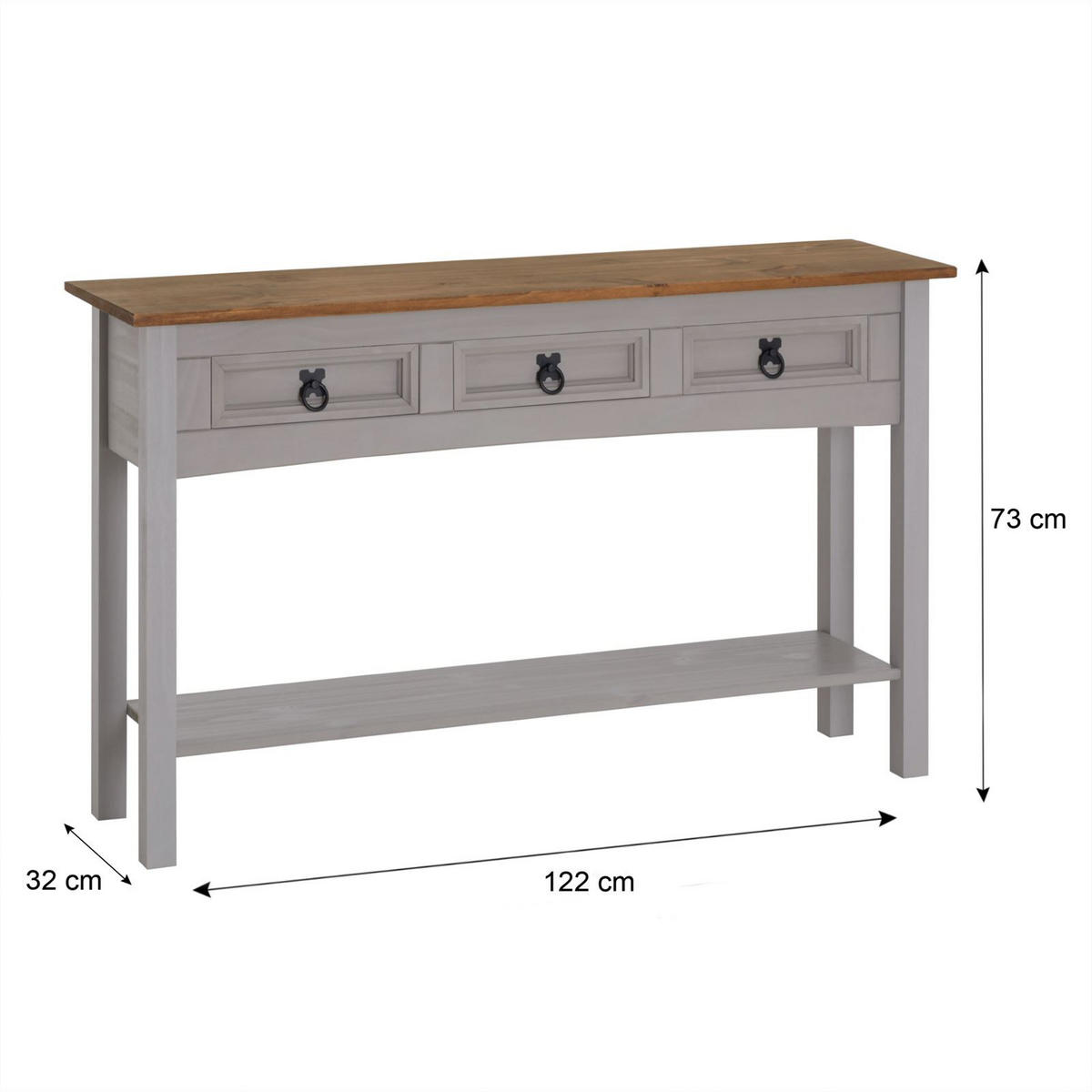 KONSOLENTISCH RAMON - Graubraun, Holz (32/122/73cm) - CARO-Möbel
