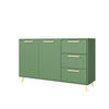 KOMMODE Nancy mit 3 Schubladen und 2 Türen, Sideboard in Farbe:Grün, Schrank in Größe: 140 x 86 x 41 cm - Grün, Holzwerkstoff (140/86/41cm) - Agmat-Furniture