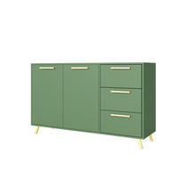 KOMMODE Nancy mit 3 Schubladen und 2 Türen, Sideboard in Farbe:Grün, Schrank in Größe: 140 x 86 x 41 cm - Grün, Holzwerkstoff (140/86/41cm) - Agmat-Furniture