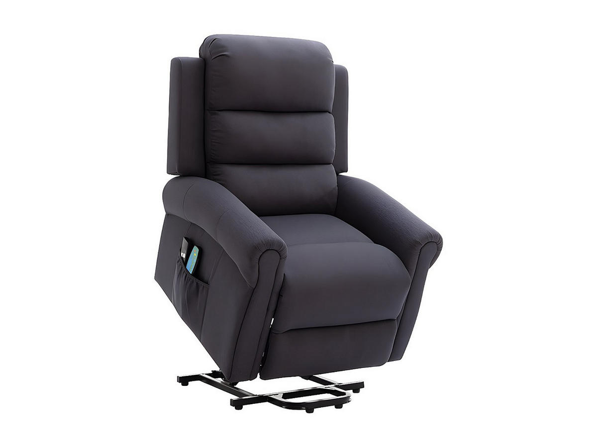 MASSAGESESSEL mit elektrischer Aufstehhilfe - Stoff - Anthrazit - LOVARI - Anthrazit, Textil (84/107/91cm) - Vente-Unique