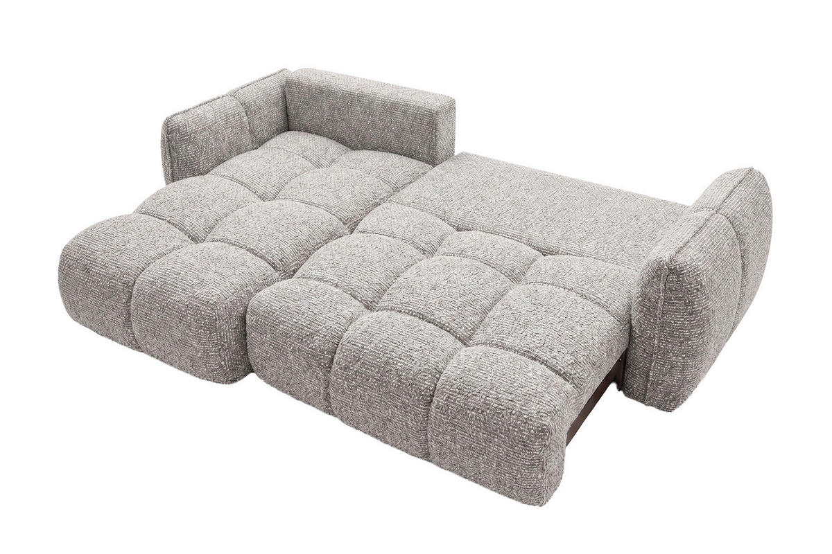 ROHOVÁ SEDAČKA ve tvaru L s funkcí spaní, žinylková tkanina Puente, Světle šedá, Levá strana, BELVEDER L - světle šedá, dřevo (250/168cm) - Kaiser Möbel