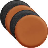 SITZKISSEN zum Wenden Filz und Kunstleder 4er Set - Dunkelgrau, Textil (35/35/2cm) - Miqio Design