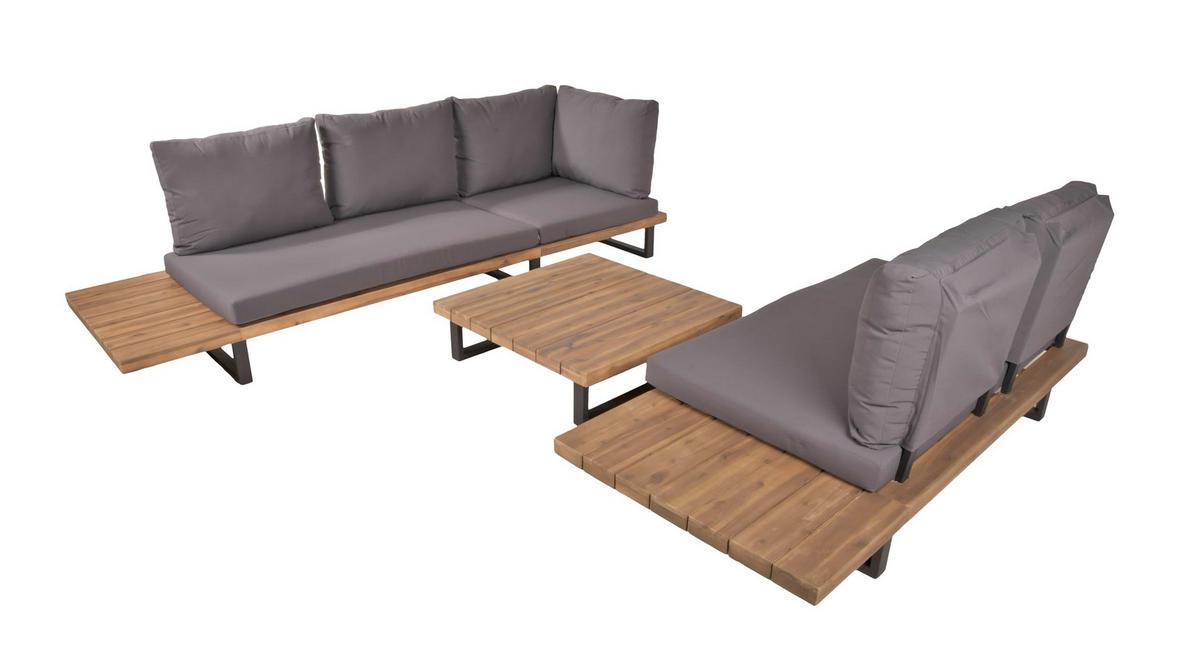 GARTENLOUNGESET Cecile 4-teilig Gartenmöbel - Schwarz, Metall - DELUKE