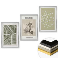 WANDBILDER 3er Set - 40x60 cm Silberner Rahmen - Gedämpfte Pflanzenmotive - Silberfarben, Kunststoff (40/60cm) - ArtPrintCave