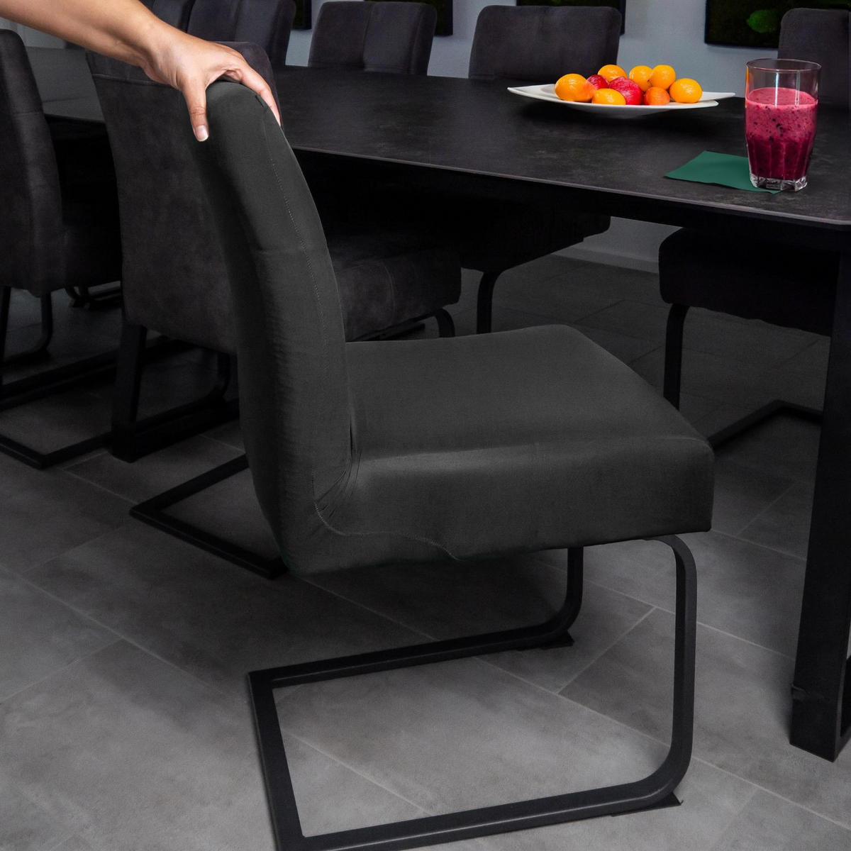 STUHLHUSSE (2-tlg. Set) - Schwarz, Kunststoff (1/38cm)