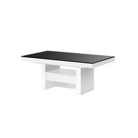COUCHTISCH rechteckig Schwarz Weiß Hochglanz Höhenverstellbar ausziehbar 12/75/55 cm - Schwarz Hochglanz/Weiß Hochglanz, Holzwerkstoff (75/120/55cm)