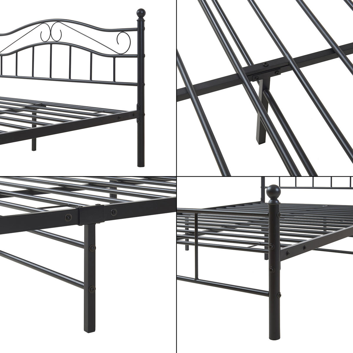 METALLBETT Florenz - Schwarz, Metall (140/200cm) - [en.casa]