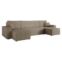 WOHNLANDSCHAFT Karl U - Hellbraun/Schwarz, Holz/Kunststoff (312/82/145cm) - MIRJAN24