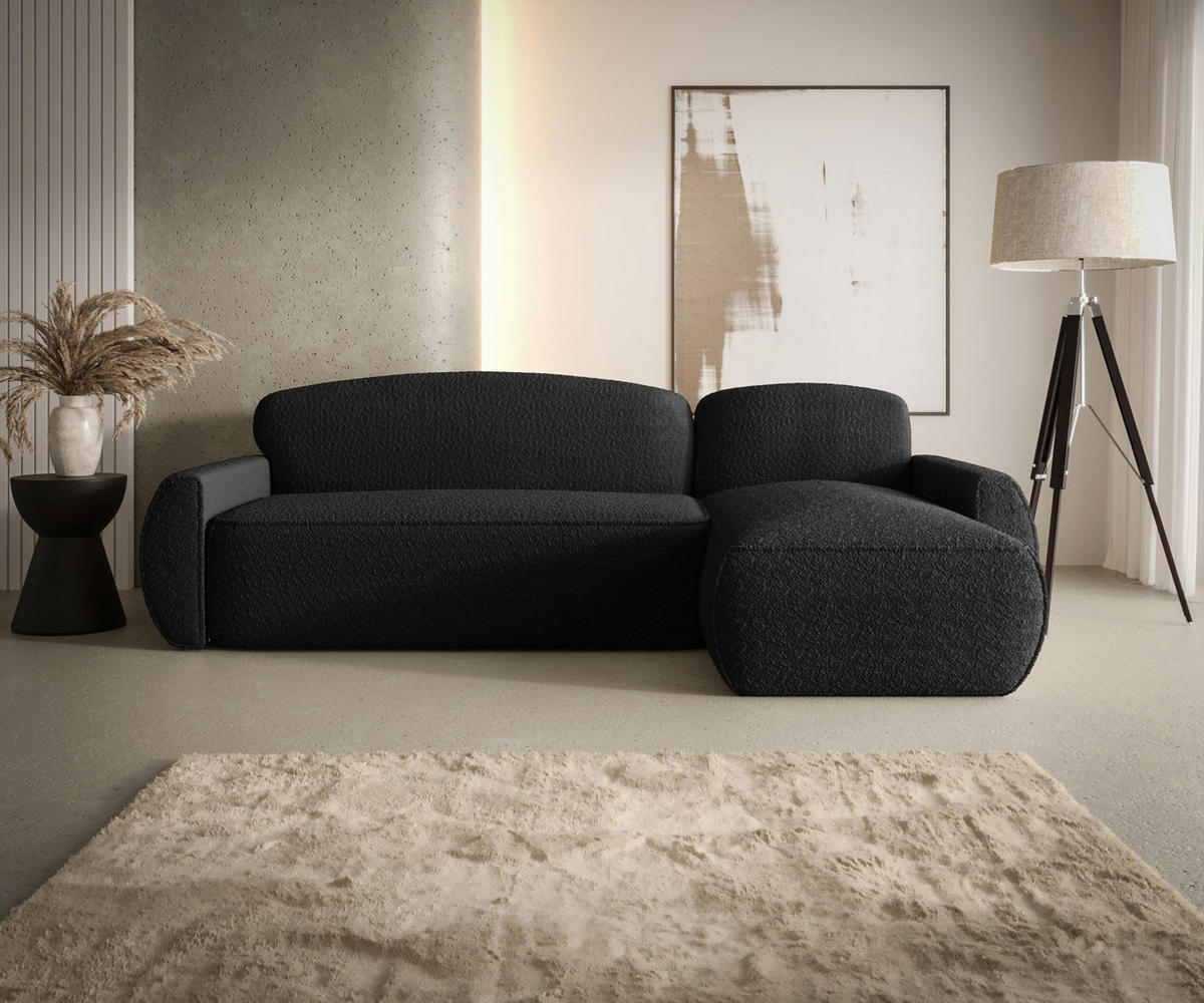 ECKSOFA mit Schlaffunktion LUCAS Quelle 100 Rechts - Schwarz, Textil (240/145cm) - Bedante