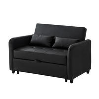 SCHLAFSOFA PU-Bezug wasserabweisend und ausziehbar Antikschwarz 122/83/82 cm - Schwarz, Kunststoff (83/82/122cm) - Redom