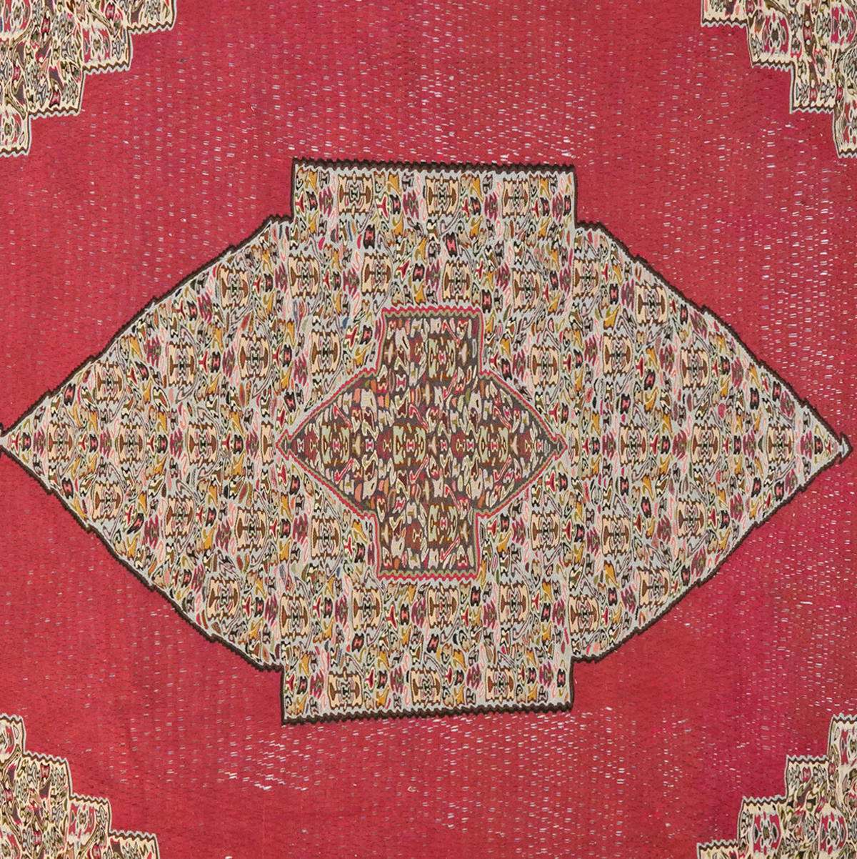 HANDWEBTEPPICH Kelim Senneh Rot 350/267 cm Schurwolle - Rot, Textil (267/350cm) - Looma