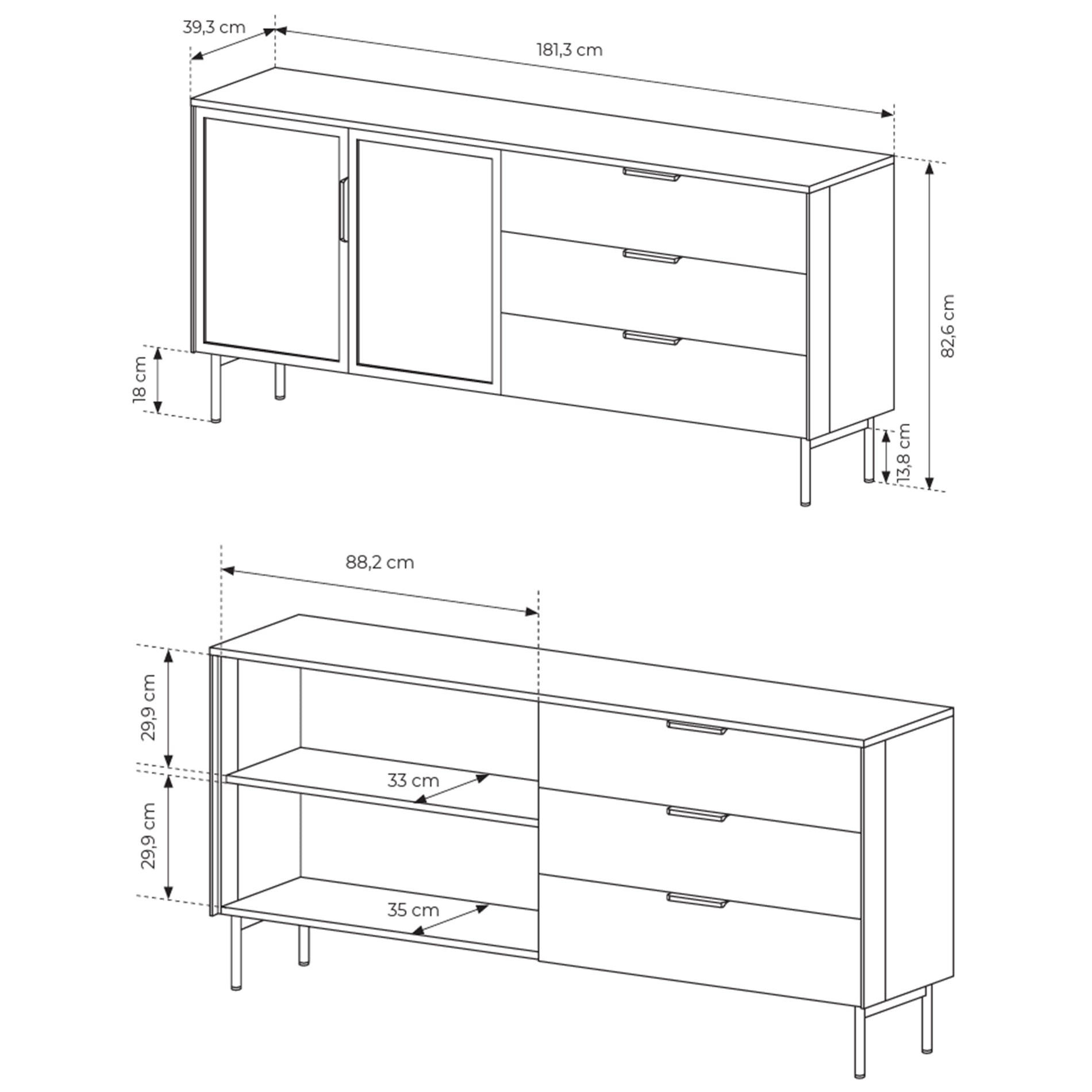 Selsey Sideboard Taupe 181.3x82.6x39.3 cm
