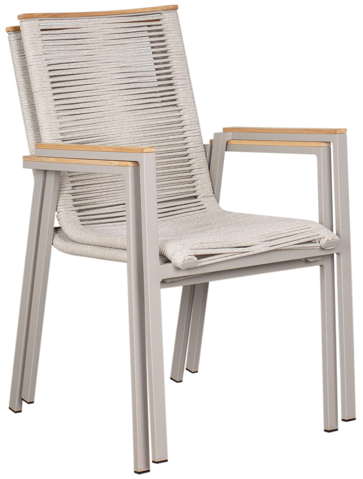 GARTENSTÜHLE stapelbar 2er Set Alicante - Beige, Metall (57/90/60cm) - Mr. Deko