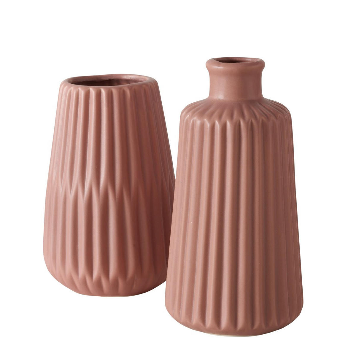 KERAMIKVASE handbemalt Esko 9,5/9,5/17 cm - Rosa, Keramik (17cm) - Boltze Home