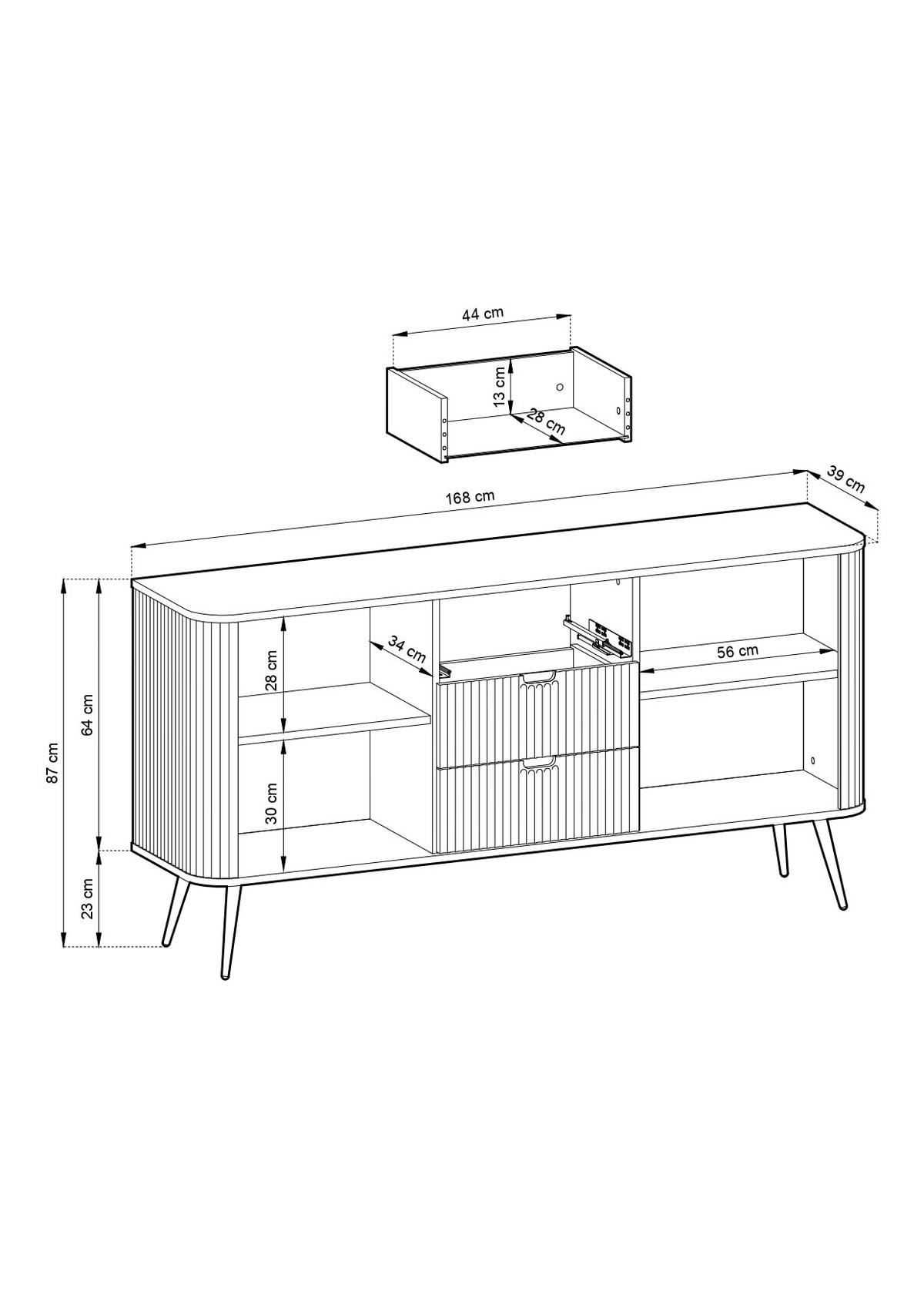 SIDEBOARD – 168 cm – Zova – Weiß - Weiß, Holzwerkstoff (168/87/39cm) - hi-markt