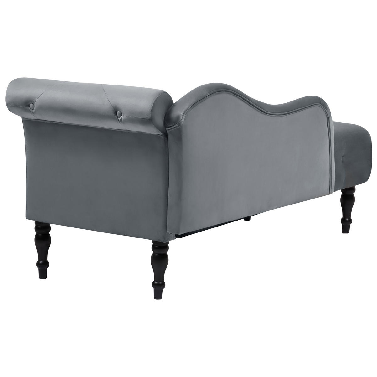ČALOUNĚNÉ LEHÁTKO CHAISE LONGUE PRAVOSTRANNÉ Sametová látka Šedé Ivry - černá/tmavě šedá, textil (152/72/62cm) - Beliani