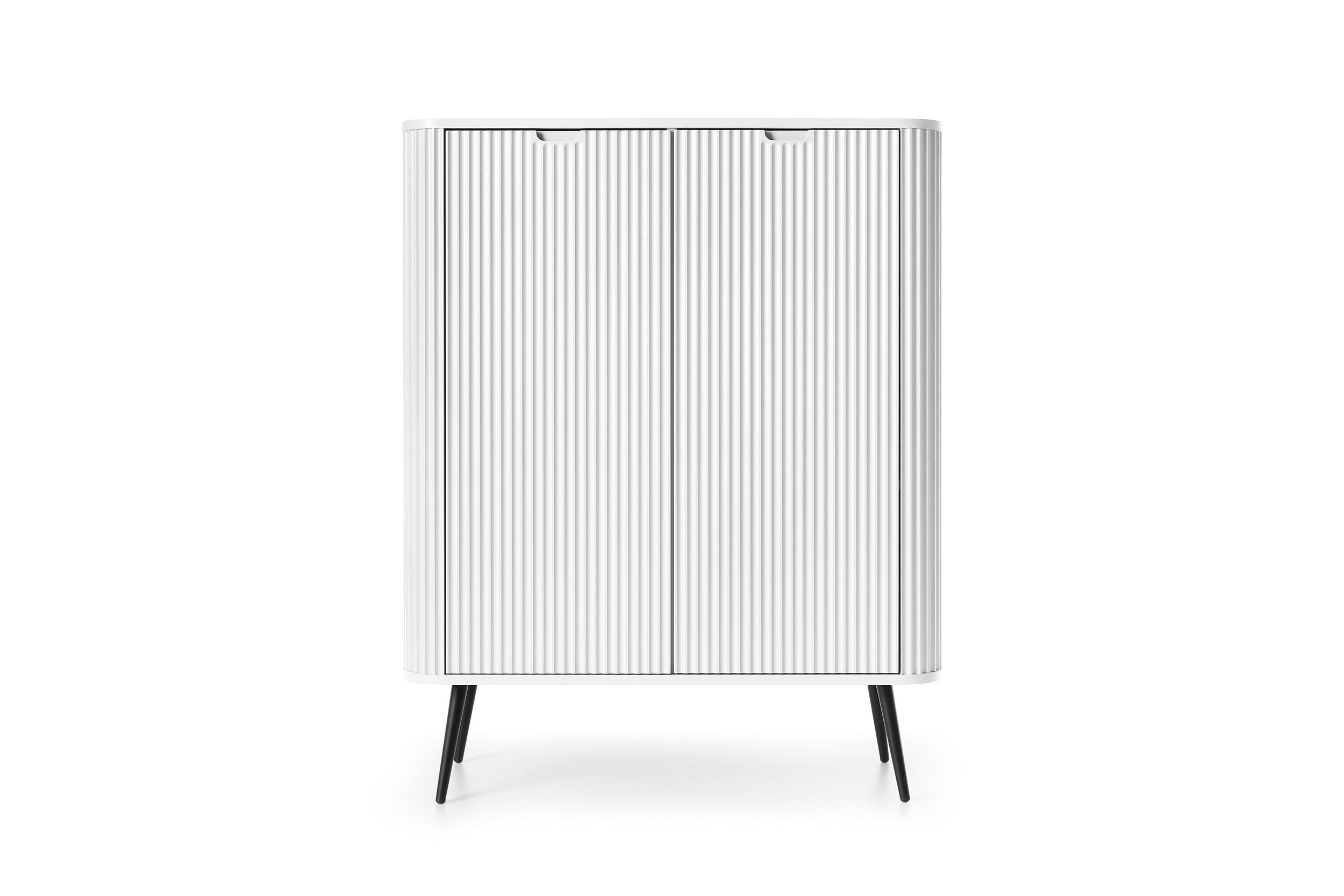 KOMMODE ZOVA - K-103, mit 6-Regalen, Metallfüße 103x39x129 cm WEISS - Schwarz/Weiß, Holzwerkstoff/Kunststoff (103/129/39cm) - DomoHome