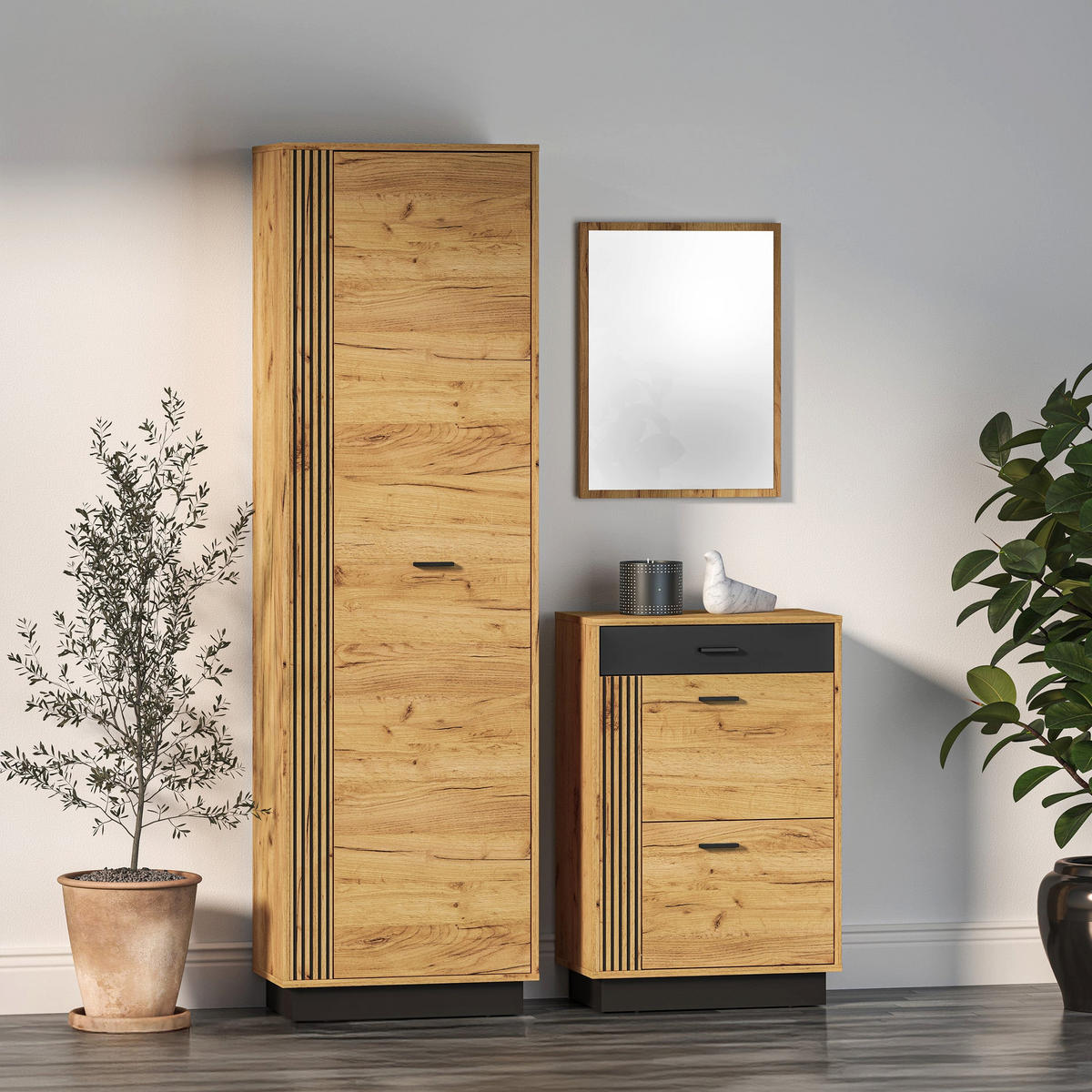 KLEIDERSCHRANK Vasco Eiche 60 cm - Eichefarben, Holzwerkstoff (60/199.5/33.4cm) - Homebook