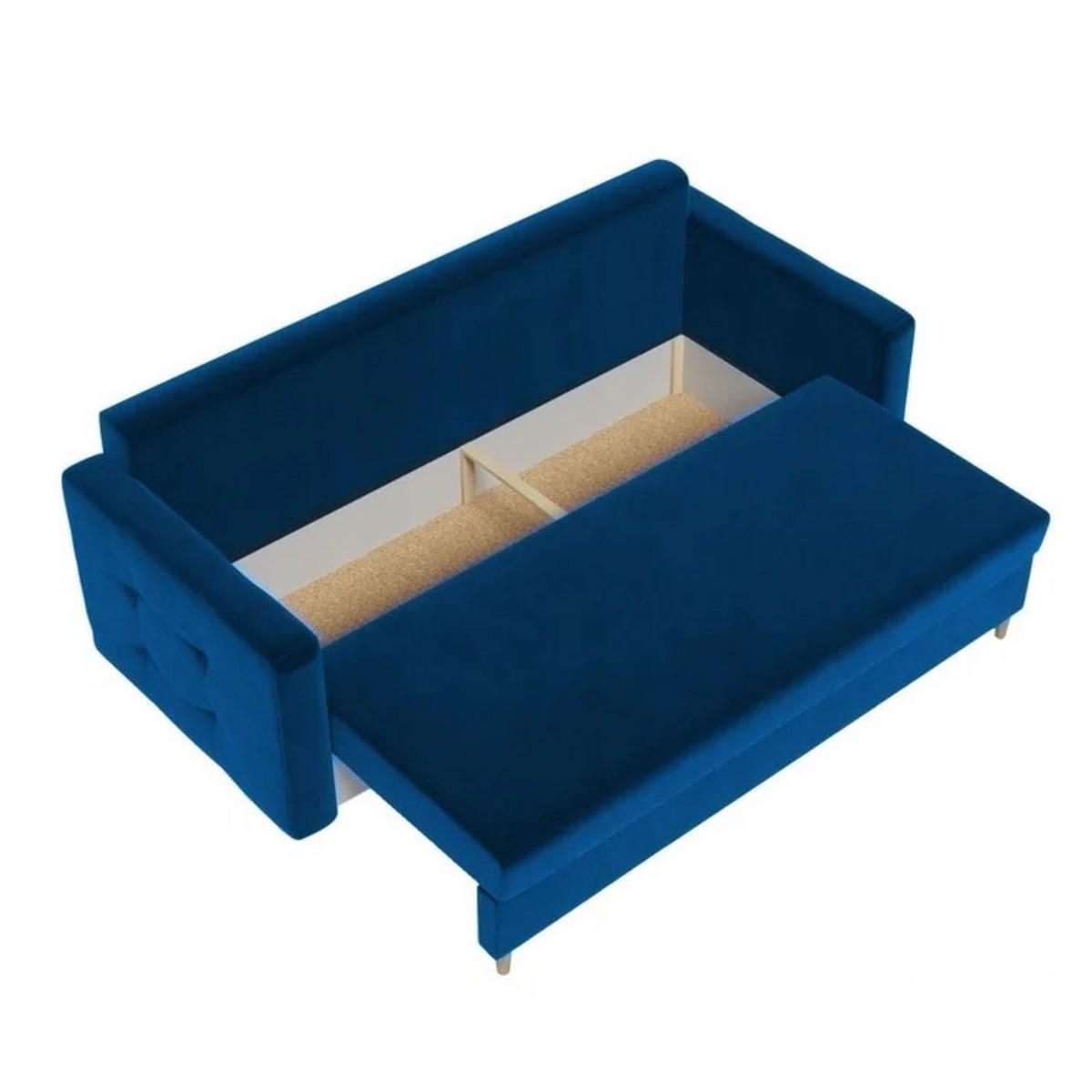 SCHLAFSOFA PETI, Sofa mit Schlaffunktion und Bettkasten, Farbe: Hellgrau, Veloursstoff - Hellgrau, Textil (217/97/87cm) - Sepro Meble