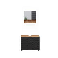 BADMÖBEL-SET Irma Anthrazit gestreift 2 Teile - Honigeiche/Anthrazit, Holzwerkstoff (80/58.6/41cm) - Vicco