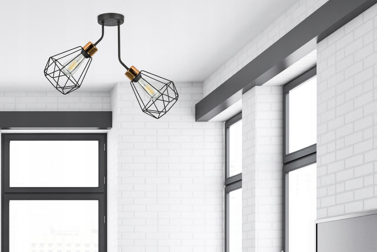 DECKENLEUCHTE EDISON II - Goldfarben/Schwarz, Metall (20/60/45cm) - kiki design
