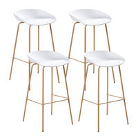 BARHOCKER 4er-Set Hellbraun Venlo - Hellbraun/Weiß, Kunststoff (43/84/44cm) - Beliani