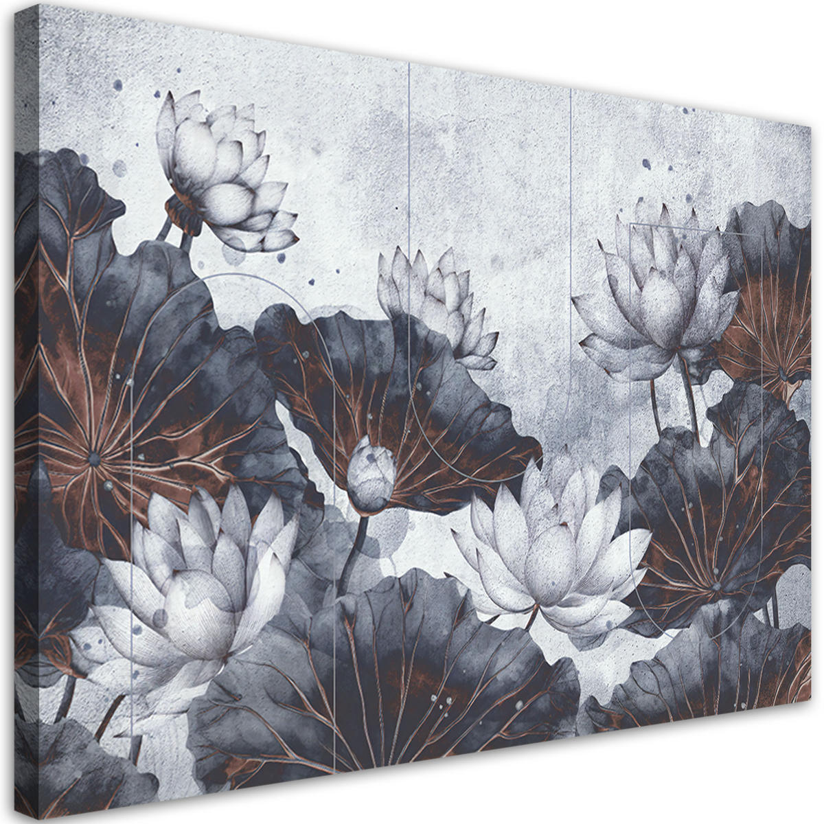WANDBILD lotusblumen abstrakt konkret - Grau, Textil (60/40cm) - Feeby