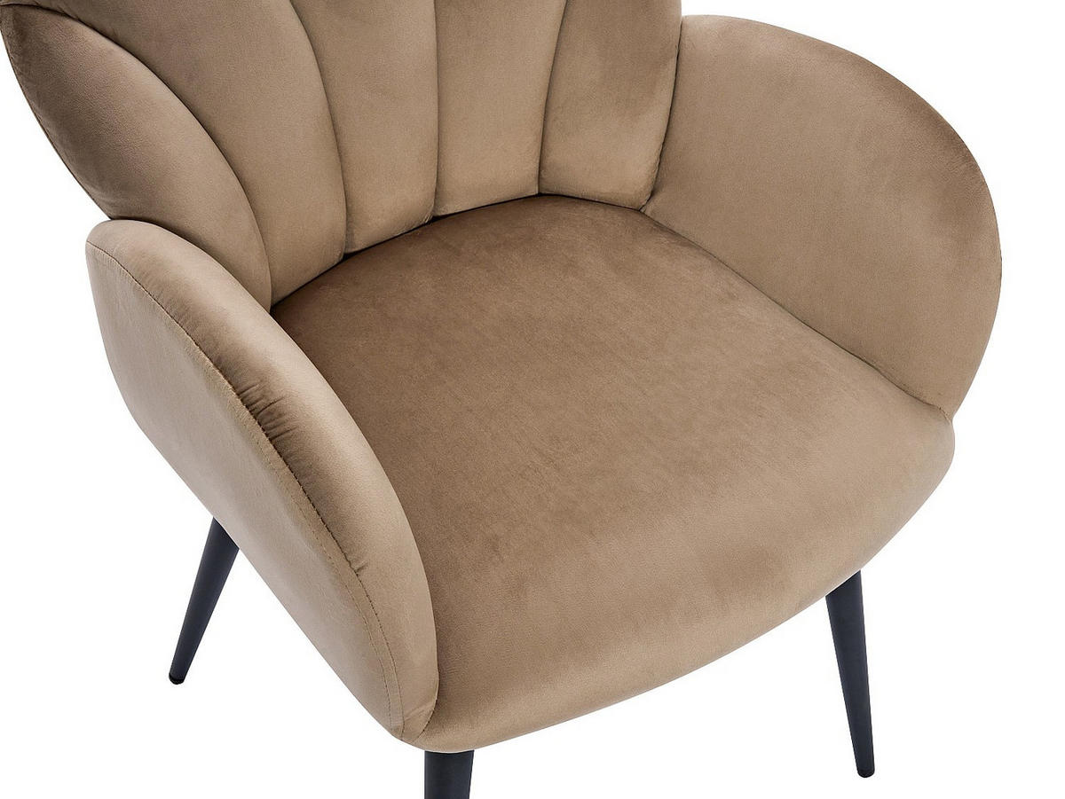 STUHL mit Armlehnen 6er-Set - Samt & schwarzes Metall - Beige - LANSENA - Beige, Textil (65/81/56cm) - Pascal Morabito