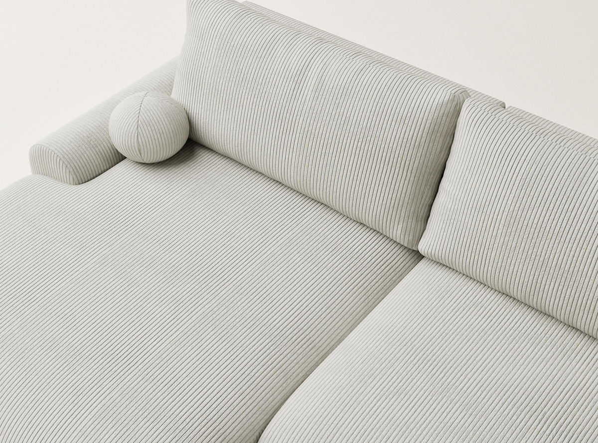 ECKSOFA MIT SCHLAFFUNKTION Tallin Creme Samtstoff - Links Seite - Hellgrau/Schwarz, Holz/Holzwerkstoff (145/240cm) - Maison de Reve