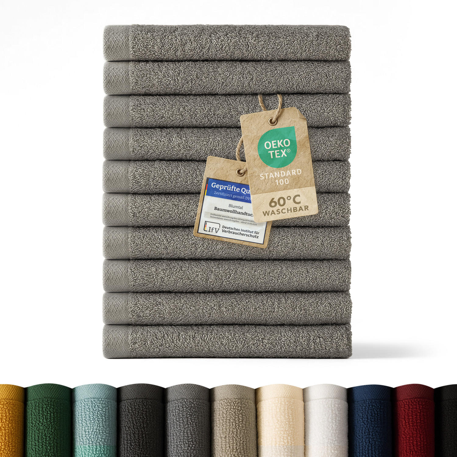 Blumtal RUČNÍK PRO HOSTY sada 10 ks, 10x ručník pro hosty 30/30 cm, šedá