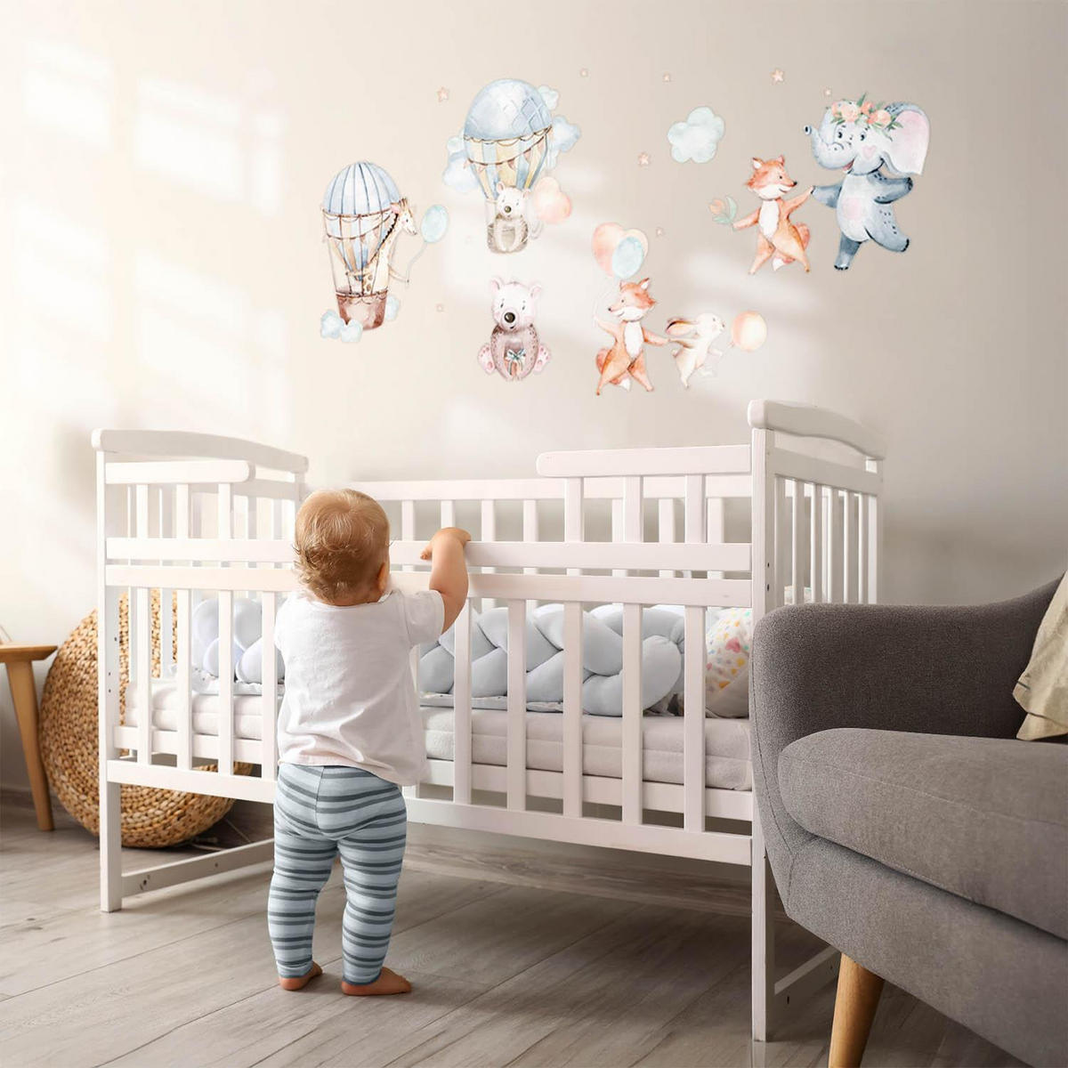 WANDAUFKLEBER 100x175cm - Pastellfarbene Tiere - Multicolor, Kunststoff (100/175/0.1cm) - Wallfluent