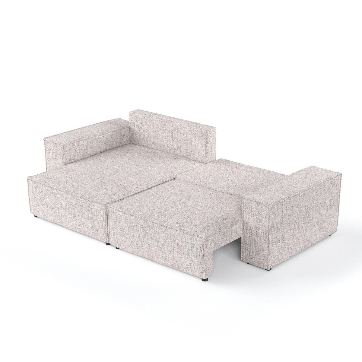 ECKSOFA CAVO mit Schlaffunktion Beige im Neve Stoff - Beige/Schwarz, Holz/Holzwerkstoff (255/148cm) - AltaBeds