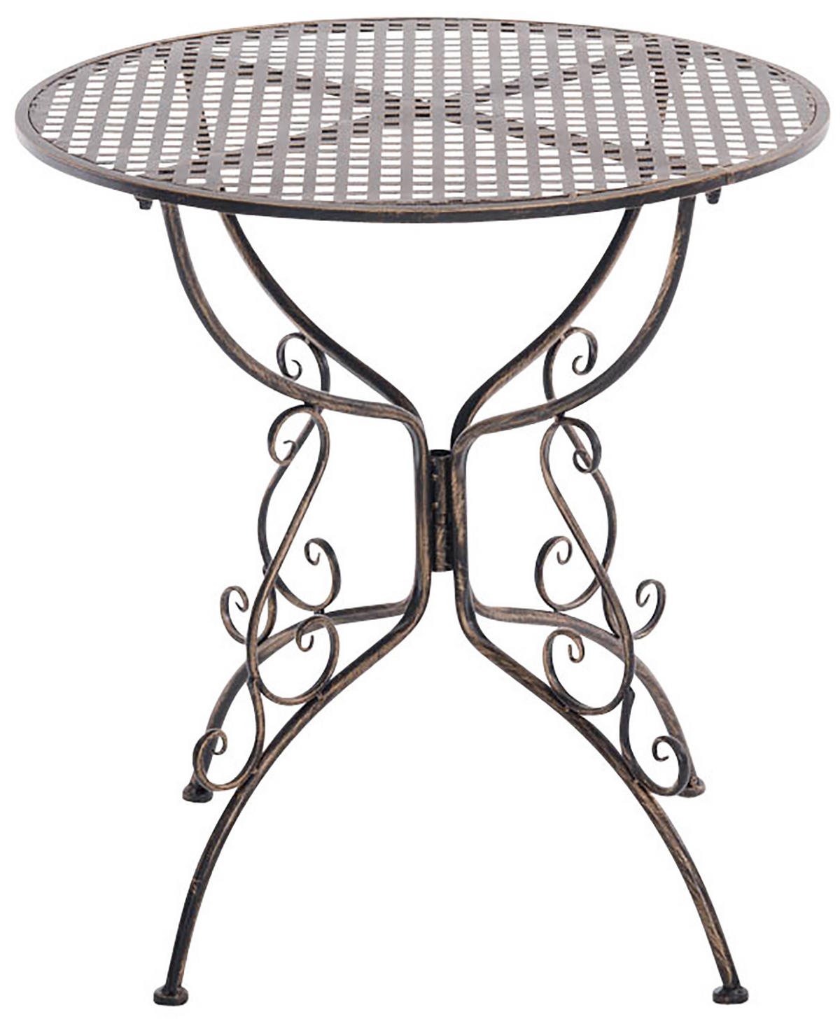 GARTENBEISTELLTISCH rund Ø70 cm Metall bronze - Bronzefarben, Metall (70/70/74cm) - CLP